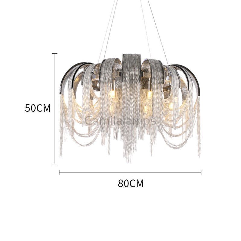 Sophian Aluminum Chain Tassel Round Chandelier - Camilalamps - CA - A - 044