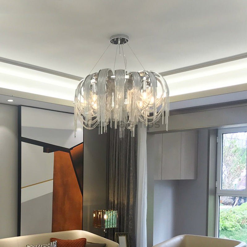 Sophian Aluminum Chain Tassel Round Chandelier - Camilalamps - CA - A - 046