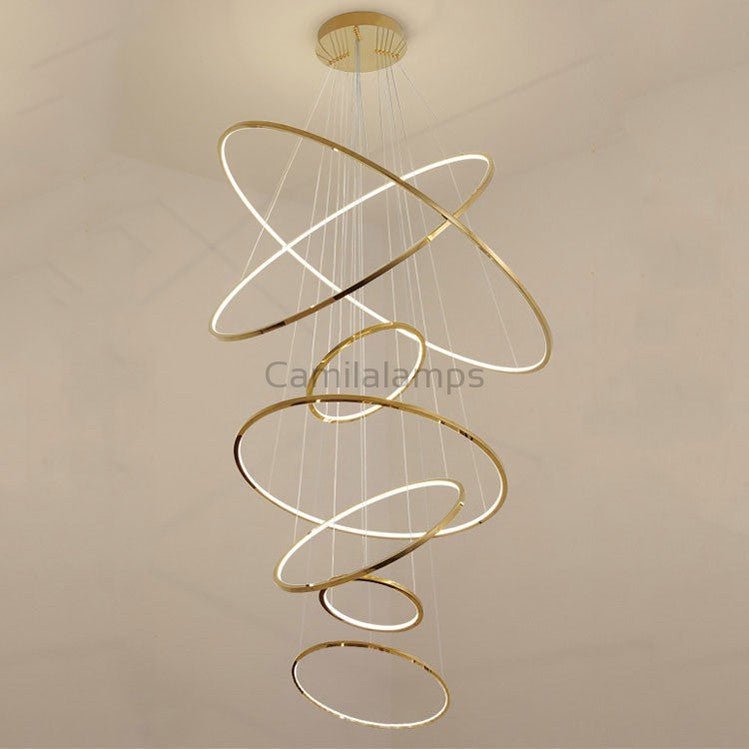 Amina Gold Multi Rings Chandelier for Lobby Villa - Camilalamps - CA - A - 239