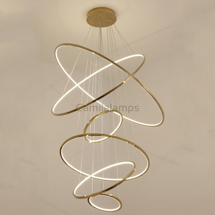 Amina Gold Multi Rings Chandelier for Lobby Villa - Camilalamps - CA - A - 238