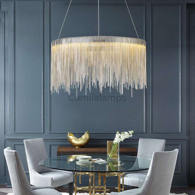 Angelina Aluminum Chain Tassel Round Chandelier - Camilalamps - CA - A - 034