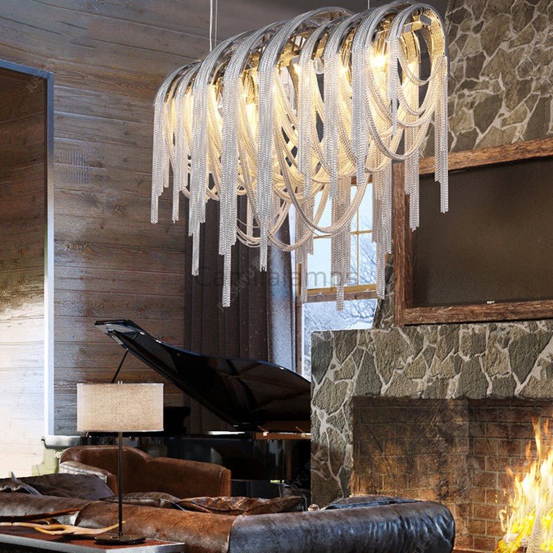 Sophian Luxury Aluminum Chain Tassel Chandelier - Camilalamps - CA - A - 010