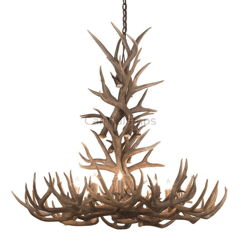 8 Light Reagan Tall Mule Deer Antler Chandelier 36"H - Camilalamps - CAA - 1Z0016