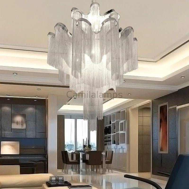 Baucis Aluminum Chain Tassel Chandelier - Camilalamps - OL - Aluminum - 337