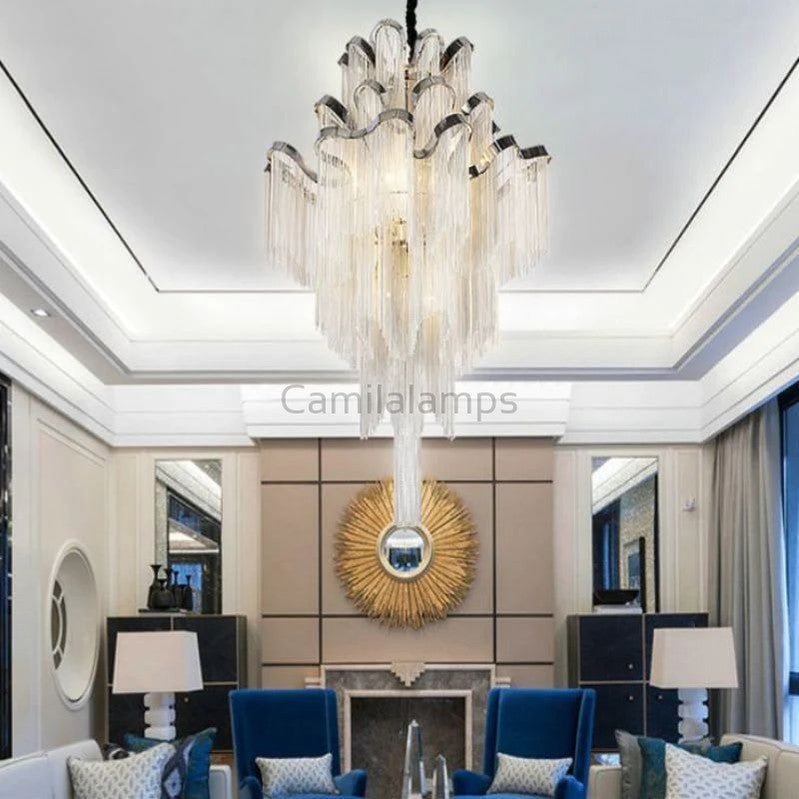 Baucis Aluminum Chain Tassel Chandelier - Camilalamps - OL - Aluminum - 336