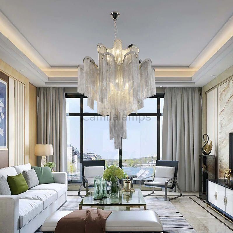 Baucis Aluminum Chain Tassel Chandelier - Camilalamps - OL - Aluminum - 334