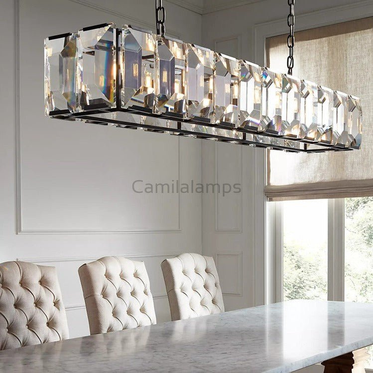 Harlow Multi Crystal Rectangular Chandelier - Camilalamps - CA0221