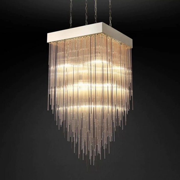 Cascade Glass Rectangular Chandelier 30" - Camilalamps - CASS - 2