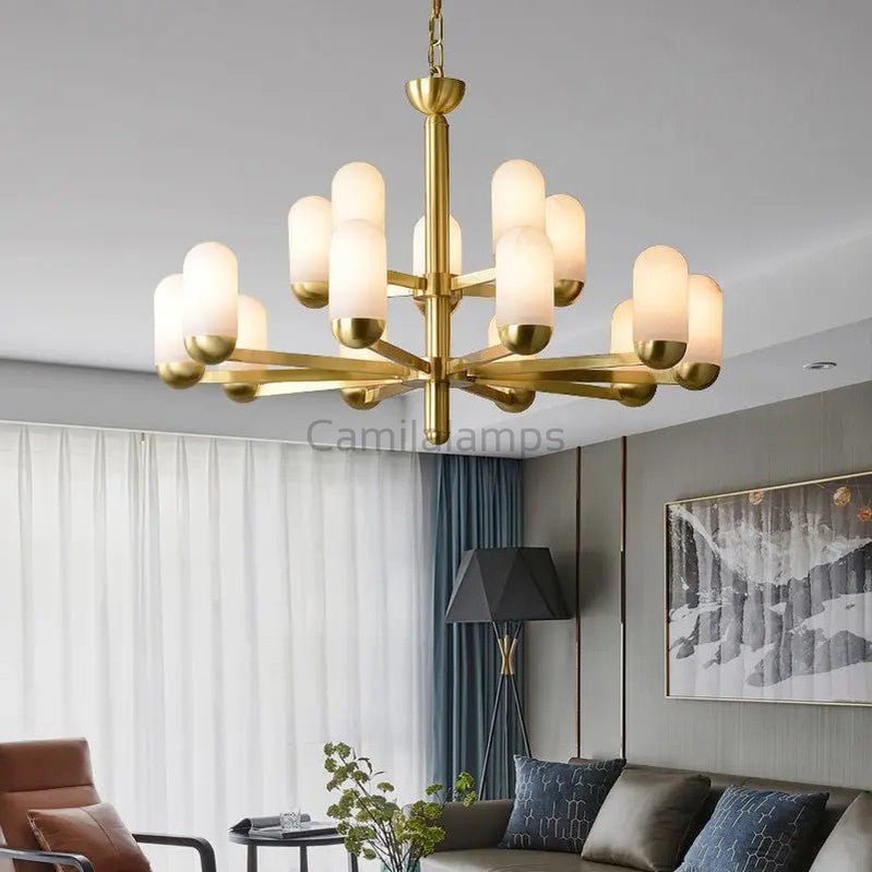 Alabaster Brass Chandelier Living Dining Lighting - Camilalamps - Alaba - 1369 - 6 Lig - 1