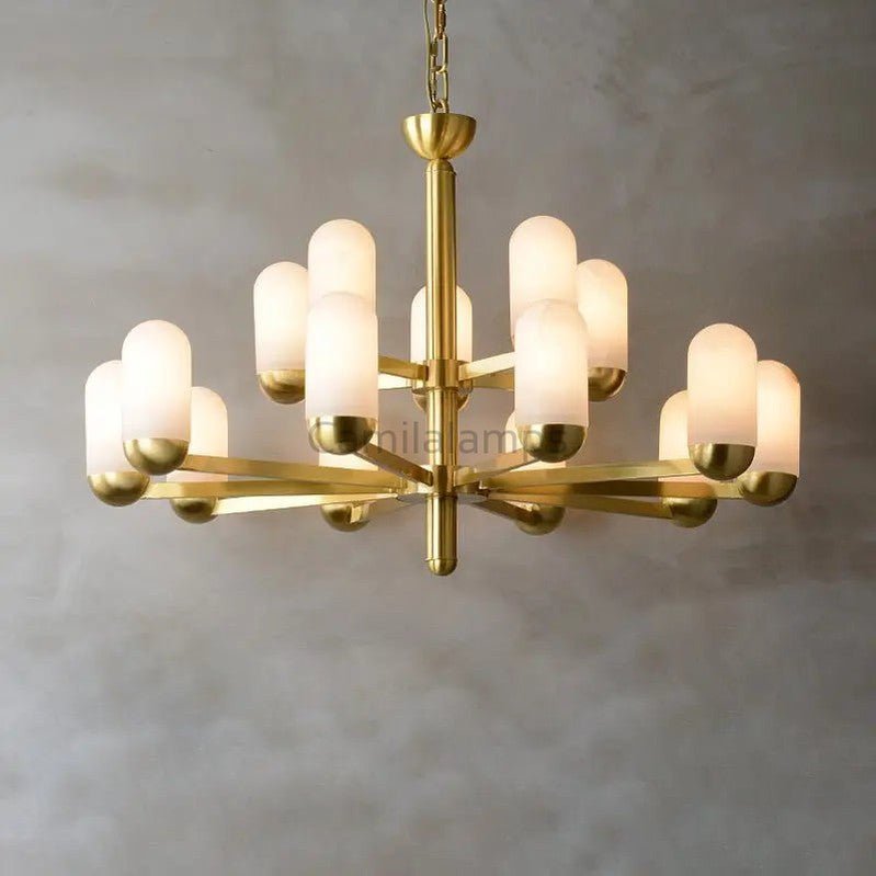 Alabaster Brass Chandelier Living Dining Lighting - Camilalamps - Alaba - 1369 - 15 Li - 3