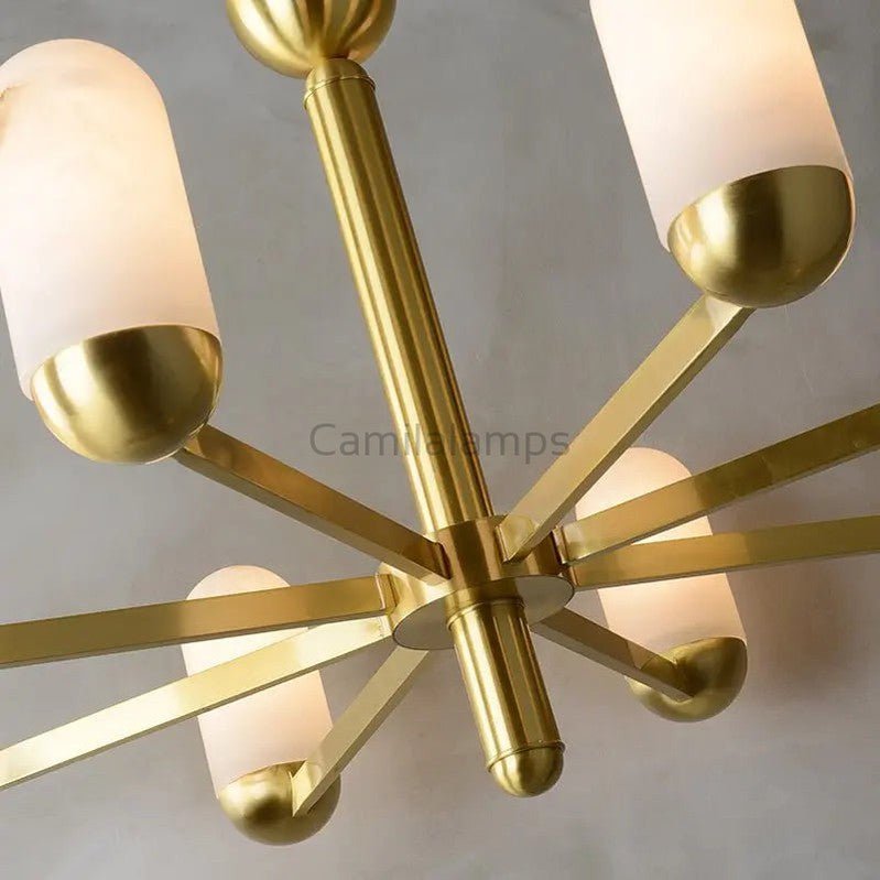 Alabaster Brass Chandelier Living Dining Lighting - Camilalamps - Alaba - 1369 - 6 Lig - 1