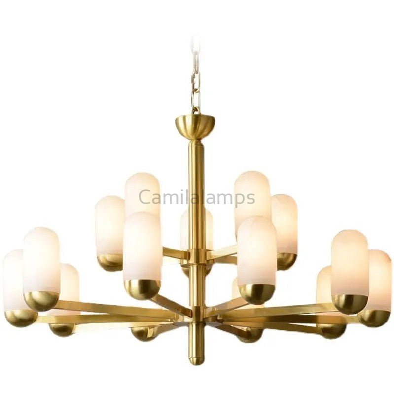 Alabaster Brass Chandelier Living Dining Lighting - Camilalamps - Alaba - 1369 - 6 Lig - 1