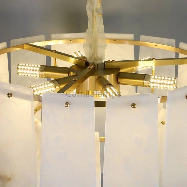 Alabaster Brass Multi - Layer Chandelier Lamp - Camilalamps - Alaba - 1358 - 2 Lay - 1