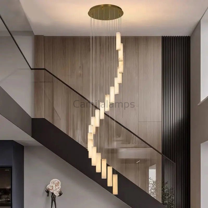 Alabaster Brass Spiral Indoor Modern Chandelier - Camilalamps - Alaba - 1357 - 1