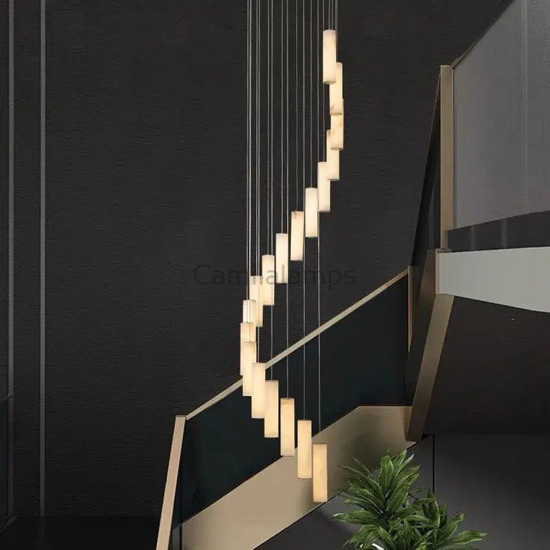 Alabaster Brass Spiral Indoor Modern Chandelier - Camilalamps - Alaba - 1357 - 1