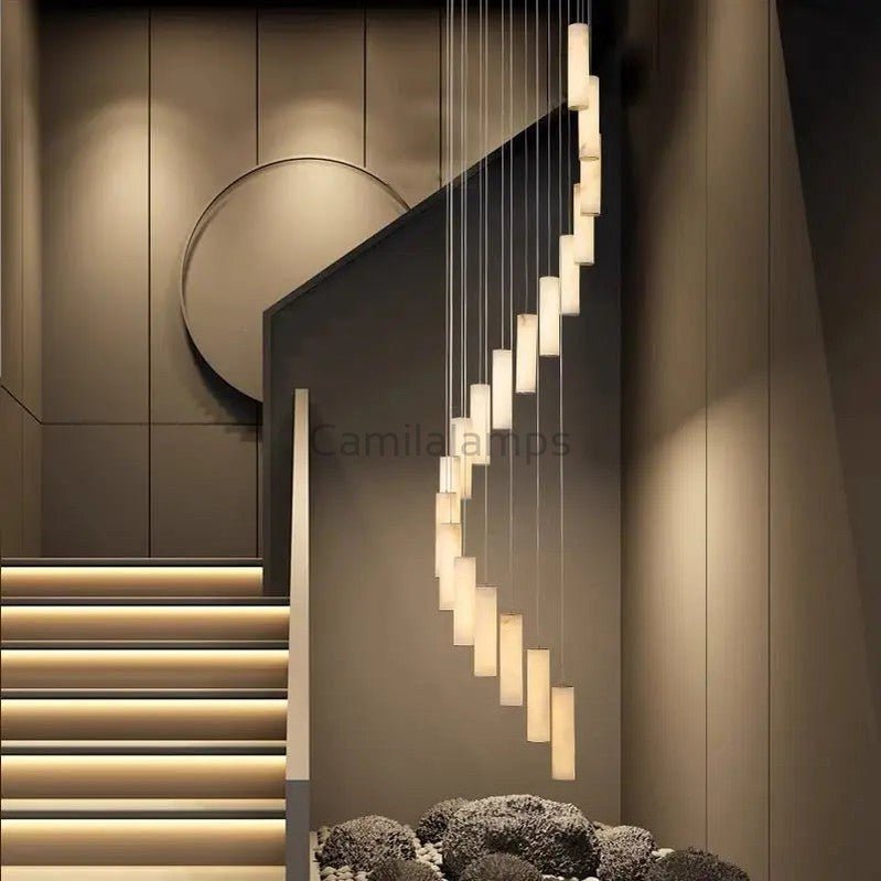 Alabaster Brass Spiral Indoor Modern Chandelier - Camilalamps - Alaba - 1357 - 1