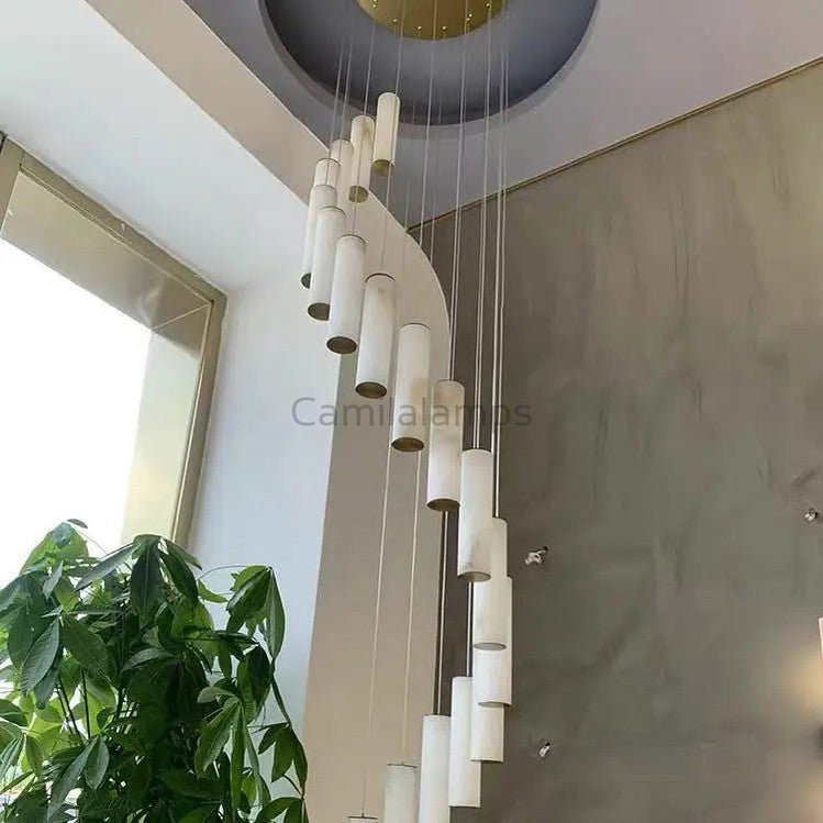 Alabaster Brass Spiral Indoor Modern Chandelier - Camilalamps - Alaba - 1357 - 1