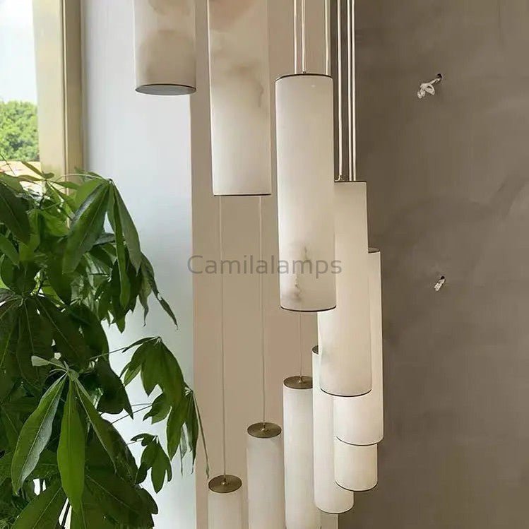 Alabaster Brass Spiral Indoor Modern Chandelier - Camilalamps - Alaba - 1357 - 1