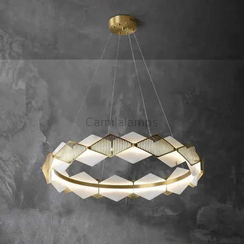 Alabaster Diamond Shaped Modern Chandelier - Camilalamps - Alaba - 1371 - 23.62 - 1