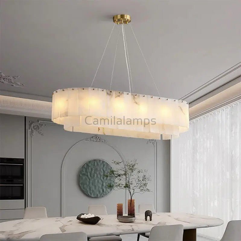 Alabaster Dining Room Round Chandelier Lighting - Camilalamps - Alaba - 1360 - 1