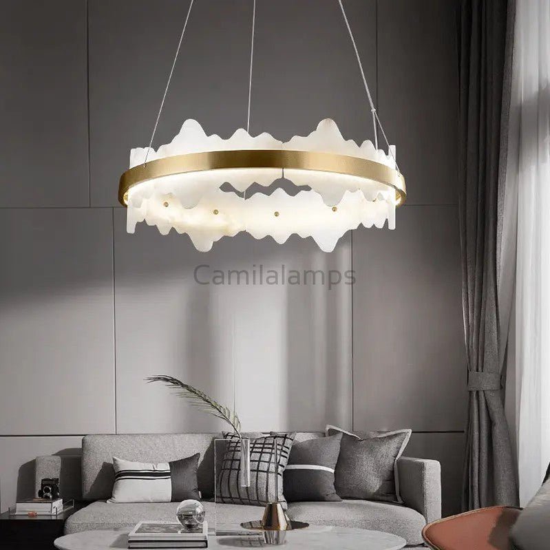 Spain Alabaster Brass Indoor Chandelier Lighting - Camilalamps - Spain - 1373 - 1