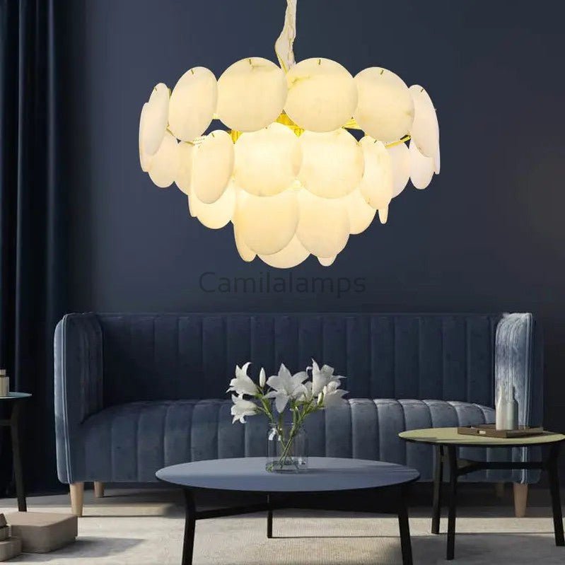 Spain Alabaster Brass Living Room Chandelier - Camilalamps - Spain - 1367 - 3 Lay - 1