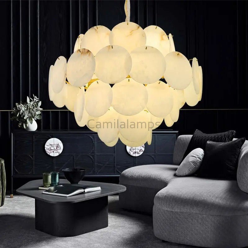 Spain Alabaster Brass Living Room Chandelier - Camilalamps - Spain - 1367 - 3 Lay - 1