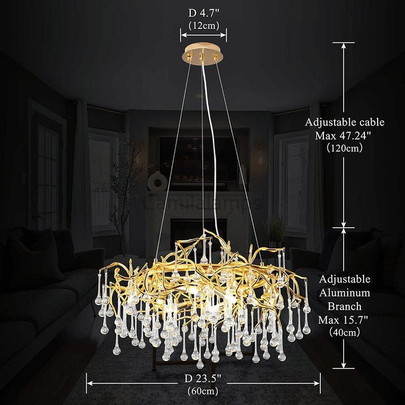 Doris Crystal Round Branch Chandelier 23.5"D Gold - Camilalamps - CA - 536