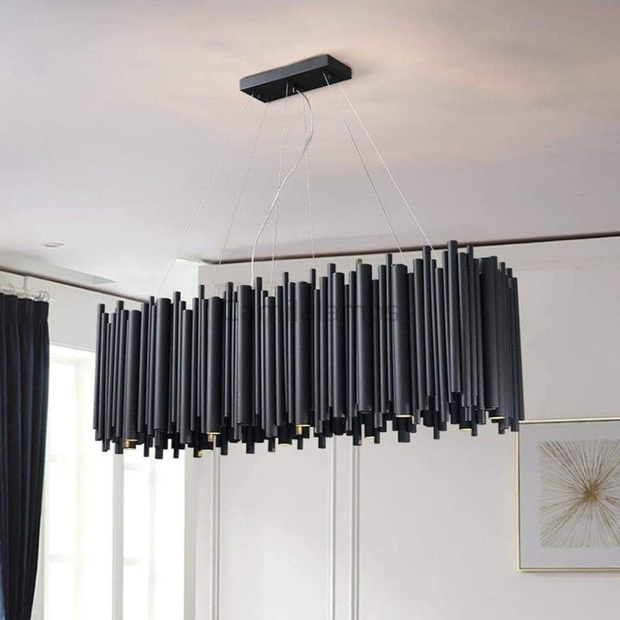 Dore Black Tubular Rectangle Chandelier 32" 40" - Camilalamps - CA - Dore - L31 - 1