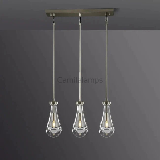 Raindrop Modern Linear Chandelier 3 - Lights L 22″ - Camilalamps - CA - Raind - 993 - 003