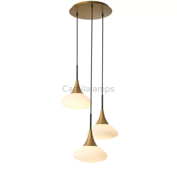 Duco S Modern Brass Chandelier - Antique Brass Finish | White Glass | Black Finish | Alabaster - Eichholtz - Camilalamps - Duco - 975 - 1