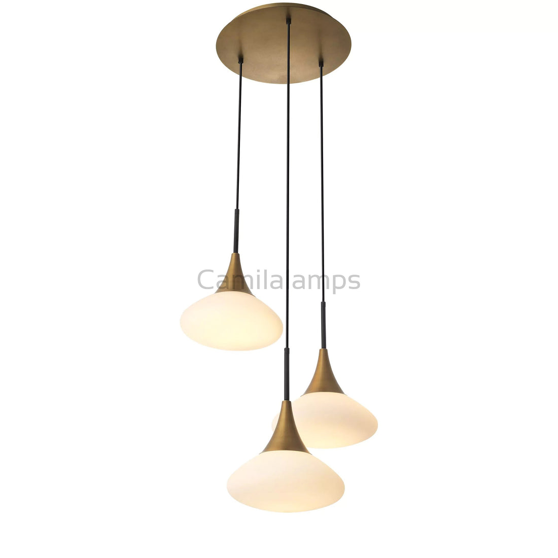 Duco S Modern Brass Chandelier - Antique Brass Finish | White Glass | Black Finish | Alabaster - Eichholtz - Camilalamps - Duco - 975 - 1