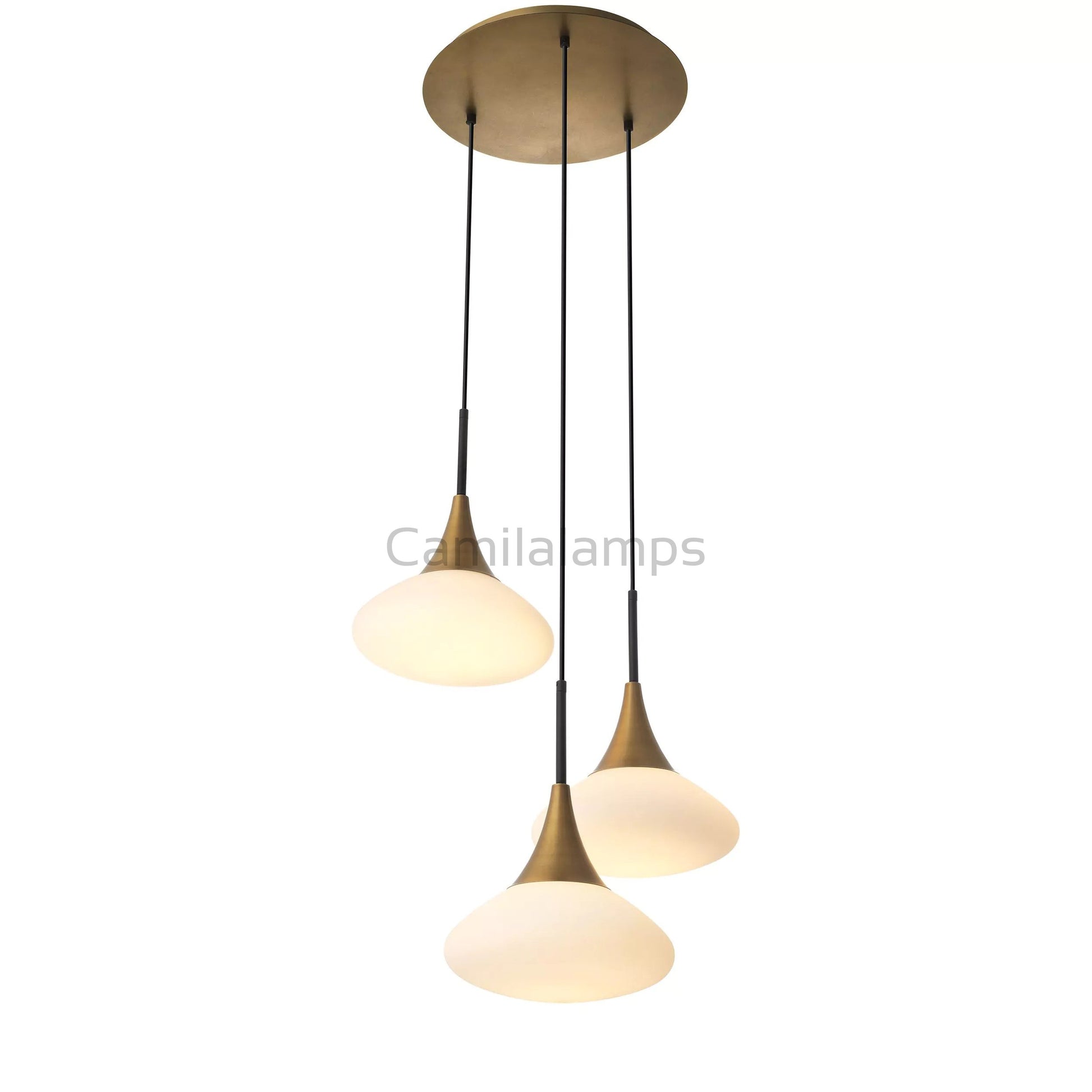 Duco S Modern Brass Chandelier - Antique Brass Finish | White Glass | Black Finish | Alabaster - Eichholtz - Camilalamps - Duco - 975 - 1