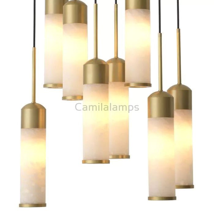 EOS Modern Brass Chandelier - Antique Brass Finish | Alabaster - Eichholtz - Camilalamps - EOS M - 974 - 1
