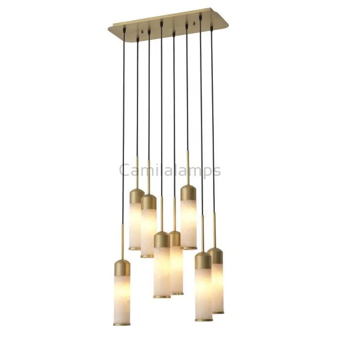 EOS Modern Brass Chandelier - Antique Brass Finish | Alabaster - Eichholtz - Camilalamps - EOS M - 974 - 1