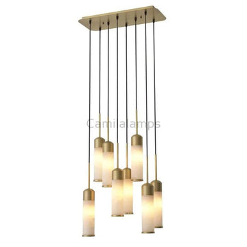 EOS Modern Brass Chandelier - Antique Brass Finish | Alabaster - Eichholtz - Camilalamps - EOS M - 974 - 1