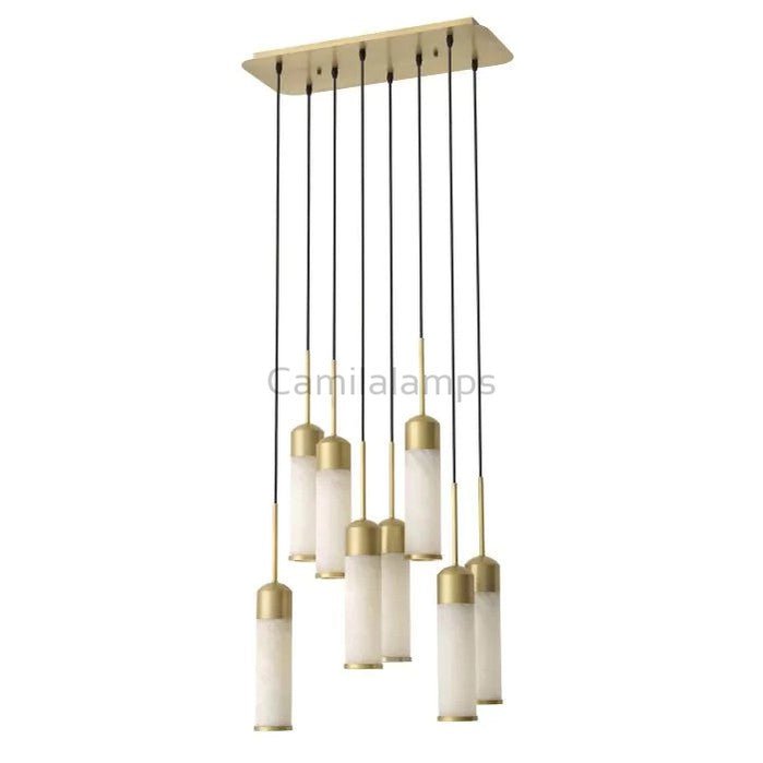 EOS Modern Brass Chandelier - Antique Brass Finish | Alabaster - Eichholtz - Camilalamps - EOS M - 974 - 1