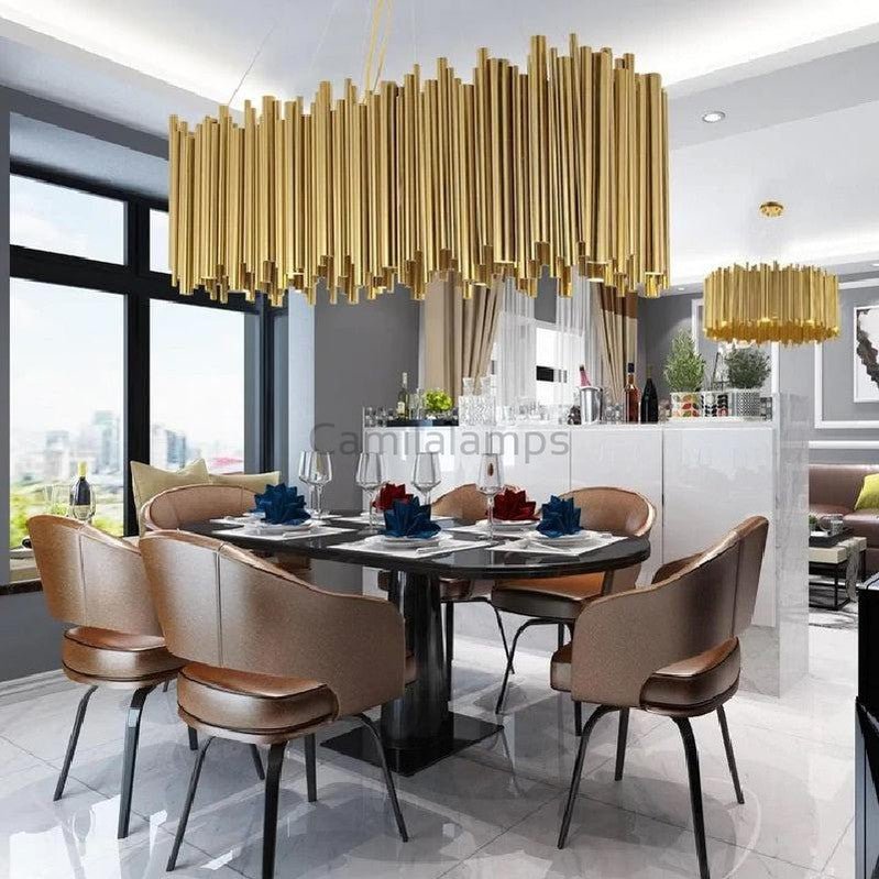 Edith Stainless Steel Tube Rectangle Chandelier - Camilalamps - ILM0328
