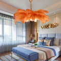 Elva Brass Palm Tree Feather Chandelier(customize 20”) - Camilalamps - CA - A - 063