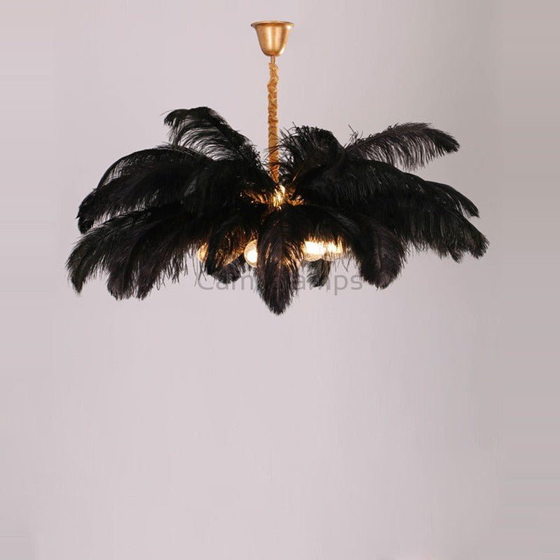 Elva Brass Palm Tree Feather Chandelier(customize 20”) - Camilalamps - CA - A - 063