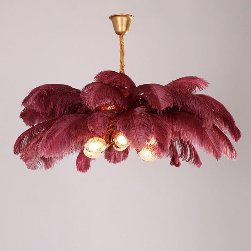 Elva Brass Palm Tree Feather Chandelier(customize 20”) - Camilalamps - CA - A - 063