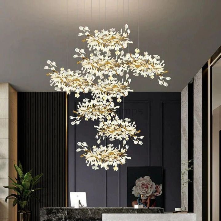 Ginkgo Cascading C (Alternating) Branch Chandelier - Camilalamps - CA - GI2023 - C1429