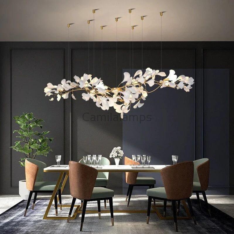 Natha Ceramic Ginkgo Branch Linear Chandelier - Camilalamps - CAM - 5090