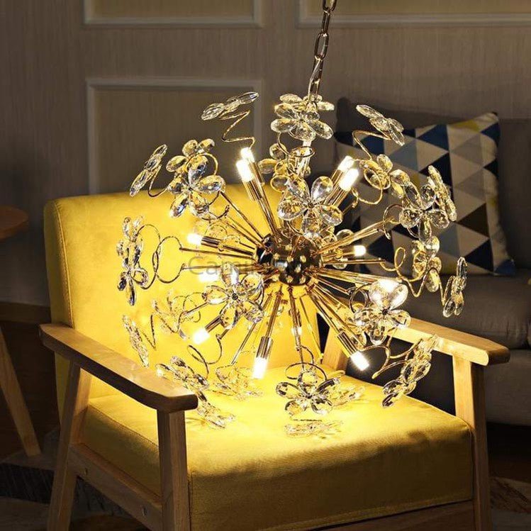 Golden Faceted Crystal Petal Dandelion Pendant Light - Camilalamps - CAA - 10006A2