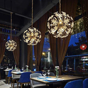 Golden Faceted Crystal Petal Dandelion Pendant Light - Camilalamps - CAA - 10006A2