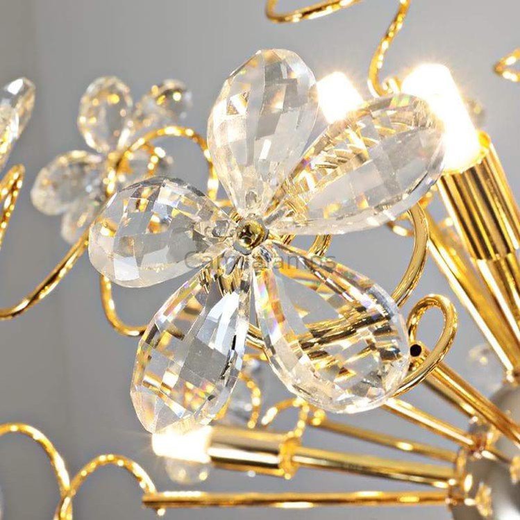Golden Faceted Crystal Petal Dandelion Pendant Light - Camilalamps - CAA - 10006A2