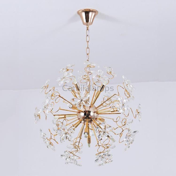 Golden Faceted Crystal Petal Dandelion Pendant Light - Camilalamps - CAA - 10006A2