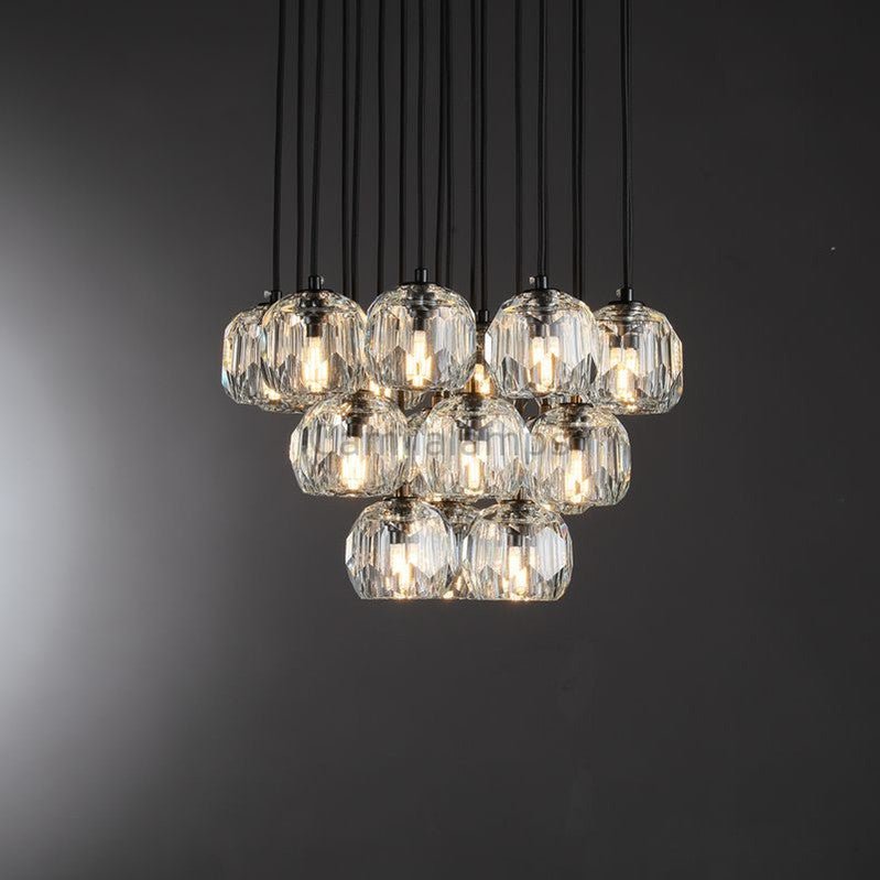 Bille De Crystal Cluster Round Chandelier 14''19''24''30''40" - Camilalamps - CAA - 1Z0052