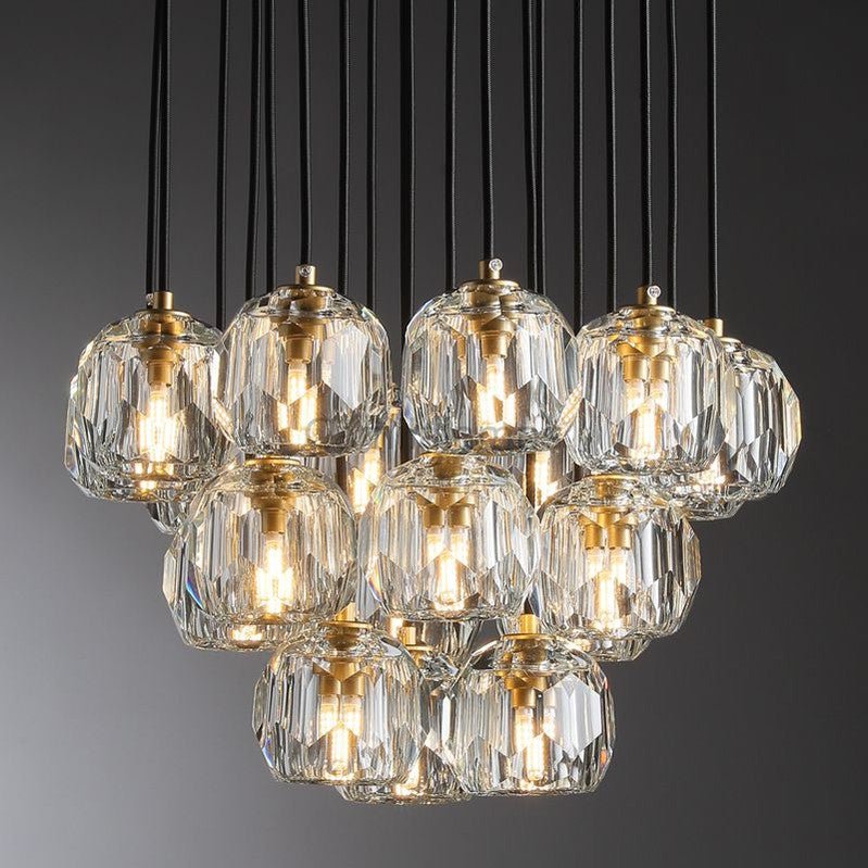 Bille De Crystal Cluster Round Chandelier 14''19''24''30''40" - Camilalamps - CAA - 1Z0052