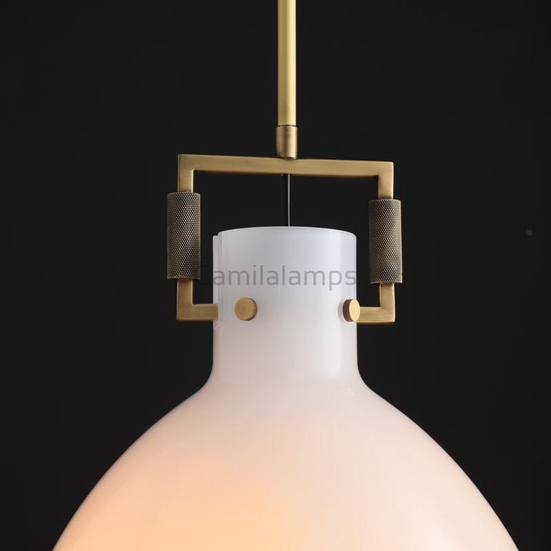 Machine Milk Glass Cloche Pendant 10''14''18'' - Camilalamps - CA - AM2024 - C4577